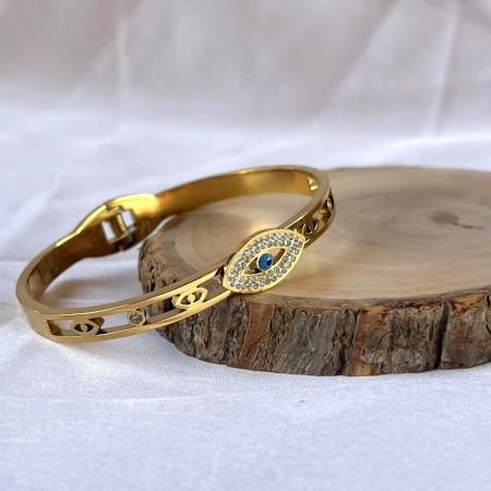 18K Gold Plated Bold Evil Eye Kada